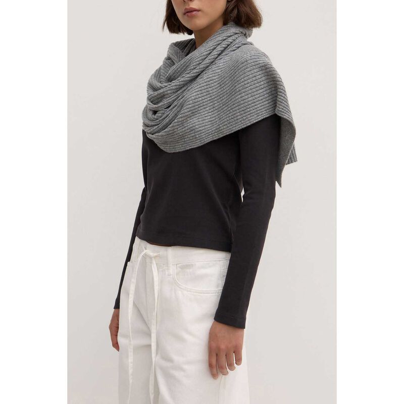 Assembly Label Wool Cashmere Rib Scarf Grey Marle image number 2